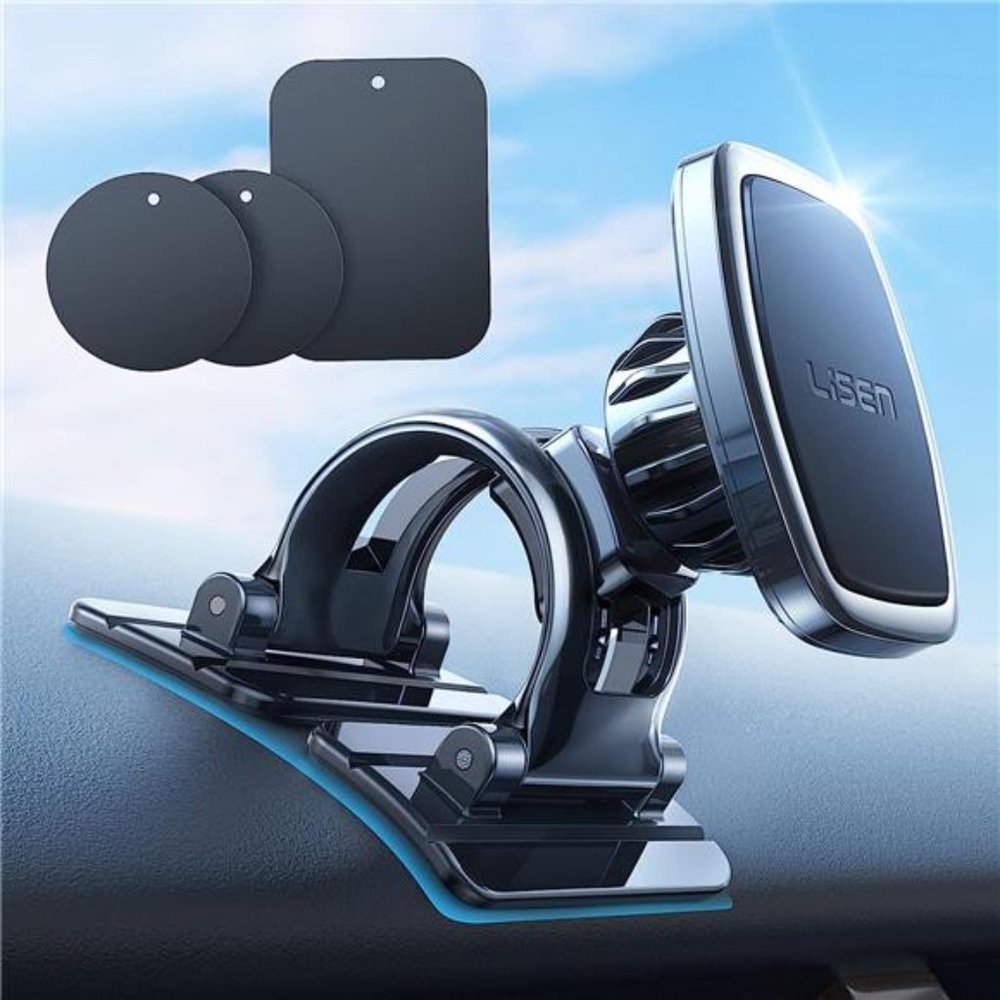 Magnetic Phone Holder Curved Surfaces Car Phone Holder with 3 Metal Plates